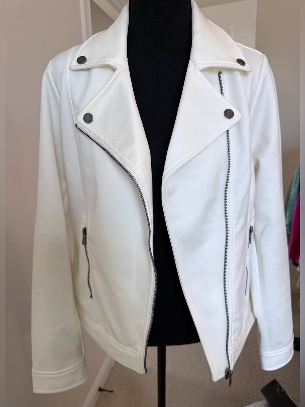 Liverpool White Asymmetrical Zip Jacket